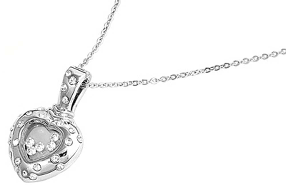 Sterling Silver Necklace Heart With CZ