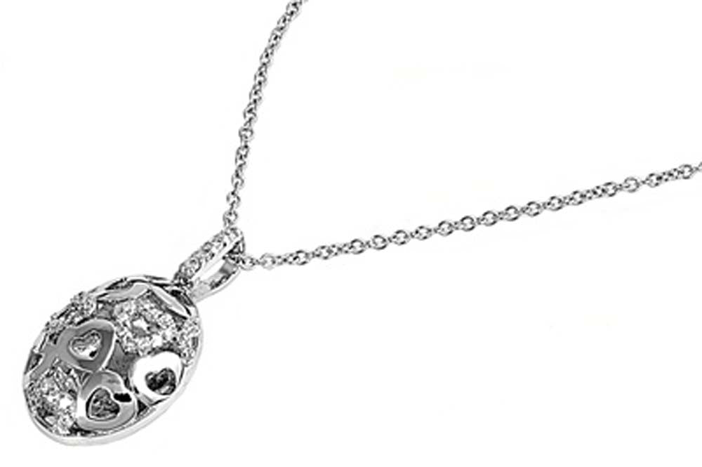 Sterling Silver Necklace Heart With CZ