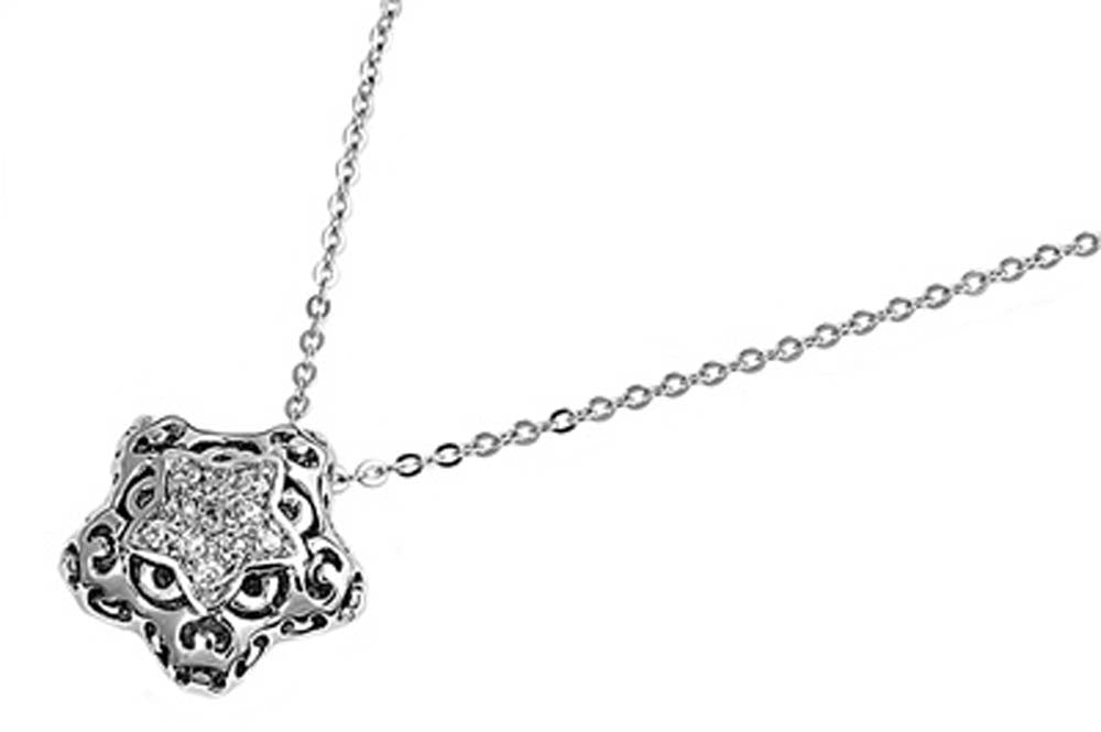 Sterling Silver Necklace Star With CZ