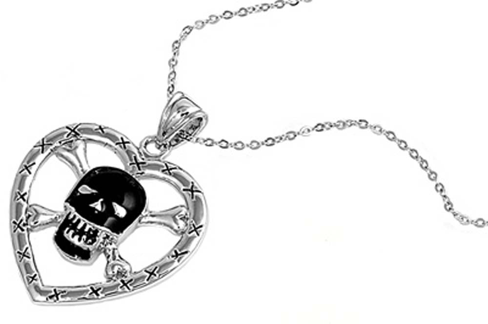 Sterling Silver Necklace Skull With CZ