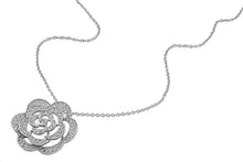 Load image into Gallery viewer, Sterling Silver Necklace Rose With CZ