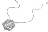 Sterling Silver Necklace Rose With CZ