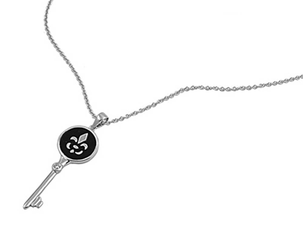 Sterling Silver Necklace Key With CZ