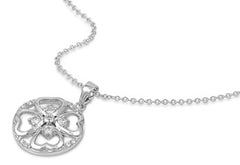 Sterling Silver Necklace Heart With CZ