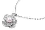Sterling Silver Necklace Flower With CZ