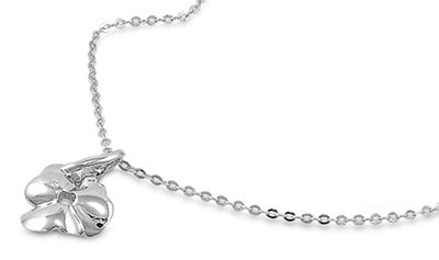 Sterling Silver Necklace Plumeria With CZ