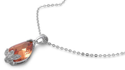 Sterling Silver Champagne, Clear CZ Necklaces