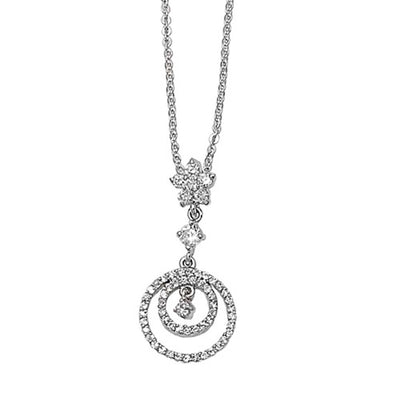 Sterling Silver Clear CZ Double Circle Necklaces
