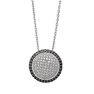 Sterling Silver Clear CZ and Black CZ Round Necklaces