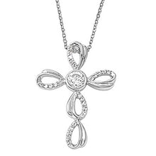 Load image into Gallery viewer, Sterling Silver Elegent Cross Necklace with Simulated DiamondsAnd Length 16