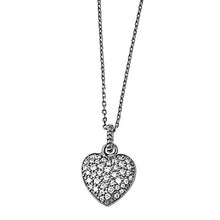 Load image into Gallery viewer, Sterling Silver Classy Heart Necklace with Paved Simulated DiamondsAnd Chain Length 16