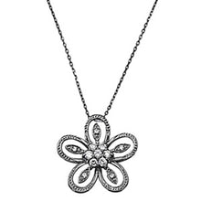 Load image into Gallery viewer, Sterling Silver Fancy Flower Design Paved with Clear Simulated DiamondsAnd Chain Length 16