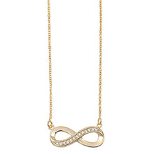 Load image into Gallery viewer, Sterling Silver Yellow Gold Plated Stylish Infinity Design Necklace Paved with Clear Simularted DiamondsAnd Chain Length 16