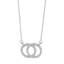 Load image into Gallery viewer, Sterling Silver Stylish Intertwined Cirlcle Necklace Paved with Clear Simulated DiamondsAnd Chain Length 16