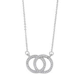 Sterling Silver Stylish Intertwined Cirlcle Necklace Paved with Clear Simulated DiamondsAnd Chain Length 16