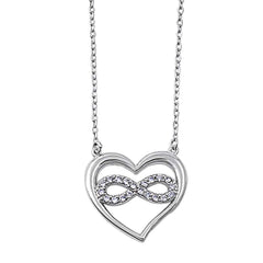 Sterling Silver Clear CZ Infinity in Heart Necklaces