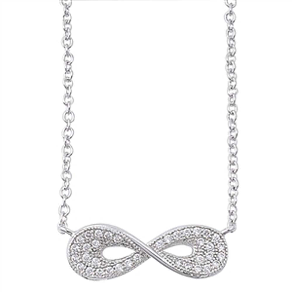 Sterling Silver Clear CZ Infinity Necklaces