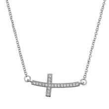 Load image into Gallery viewer, Sterling Silver Cross Clear CZ Necklace