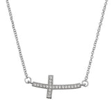 Sterling Silver Cross Clear CZ Necklace