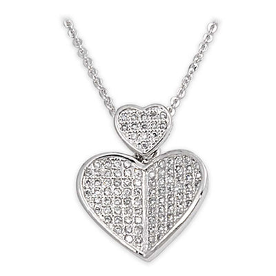 Sterling Silver Necklace Heart With CZ