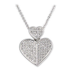 Sterling Silver Necklace Heart With CZ