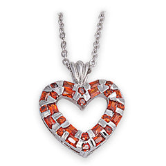 Sterling Silver Necklace Heart With CZ