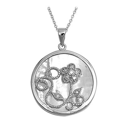Sterling Silver Mother of Pearl Round Necklaces