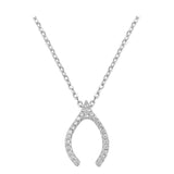 Sterling Silver Clear CZ Wishbone Necklace