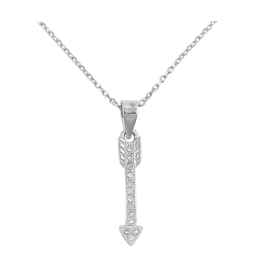 Sterling Silver Clear CZ Arrow Necklace