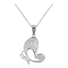 Load image into Gallery viewer, Sterling Silver Clear CZ Butterfly Necklace