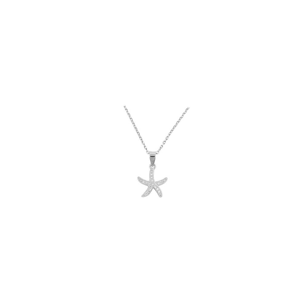 Sterling Silver Clear CZ Star Necklace