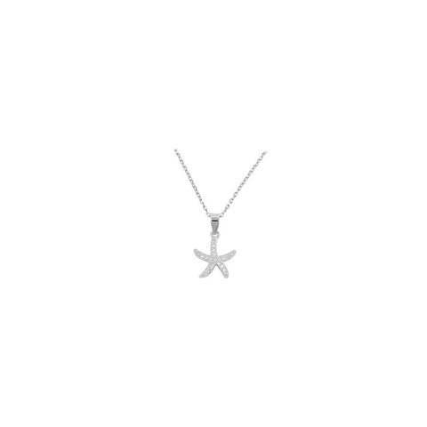 Sterling Silver Clear CZ Star Necklace