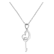 Load image into Gallery viewer, Sterling Silver Heart and Key Necklace
