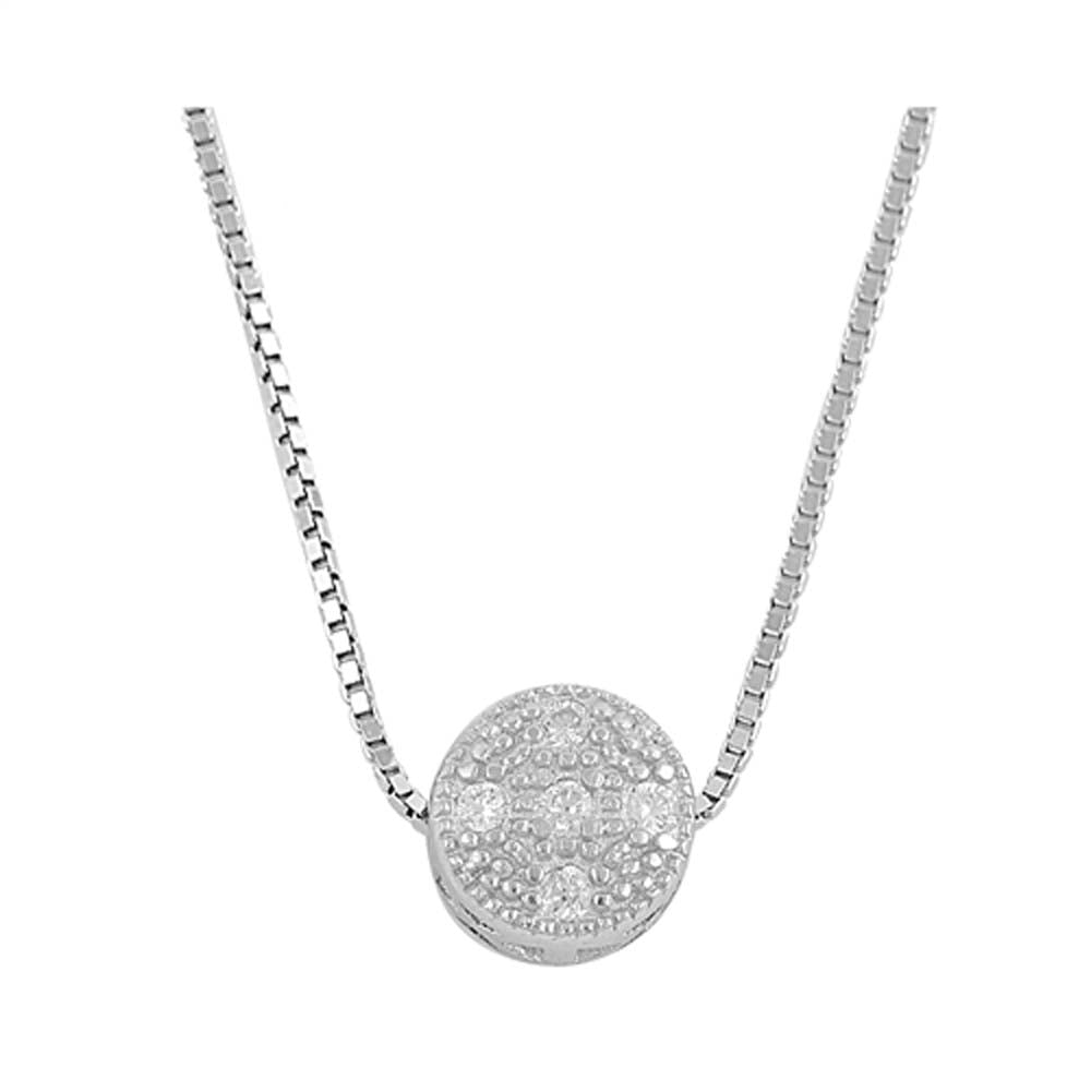 Sterling Silver Clear CZ Round Necklace