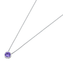 Load image into Gallery viewer, Sterling Silver Round Amethyst CZ Bezel Solitaire Necklace