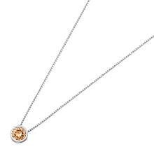 Load image into Gallery viewer, Sterling Silver Round Champagne CZ Bezel Solitaire Necklace
