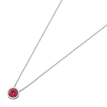 Load image into Gallery viewer, Sterling Silver Round Ruby CZ Bezel Solitaire Necklace