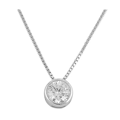 Sterling Silver CZ Round Necklace