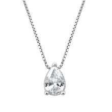 Load image into Gallery viewer, Sterling Silver Clear CZ Tear Drop Necklace