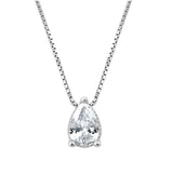 Sterling Silver Clear CZ Tear Drop Necklace