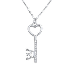 Load image into Gallery viewer, Sterling Silver Key Clear CZ Necklace