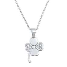 Load image into Gallery viewer, Sterling Silver Clear CZ With Clover Necklace