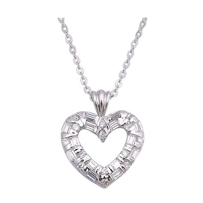 Sterling Silver Necklace Heart With CZ