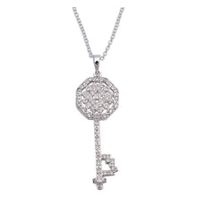 Load image into Gallery viewer, Sterling Silver Necklace Key With CZ