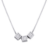 Sterling Silver Clear CZ Cubes Necklace