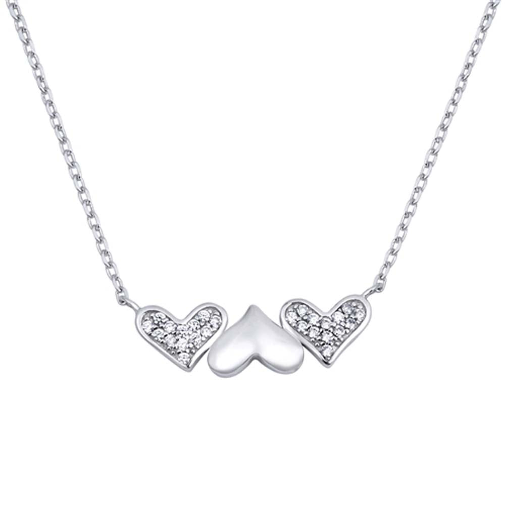 Sterling Silver Clear CZ Heart Necklace