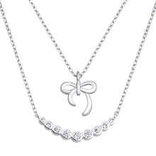 Load image into Gallery viewer, Sterling Silver Clear CZ Bow Necklace