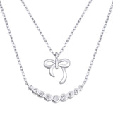 Sterling Silver Clear CZ Bow Necklace