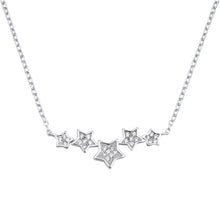 Load image into Gallery viewer, Sterling Silver Stars Clear CZ Necklace