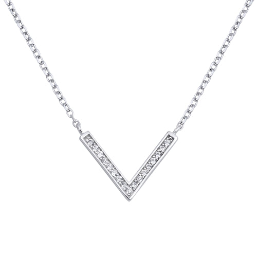 Sterling Silver Downward Arrow Clear CZ Necklace